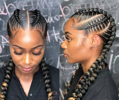 4 goddess braids in a bun|black and brown goddess braids.